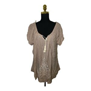 Rendezvous Boho Embroidered Beige Blouse Size 1X